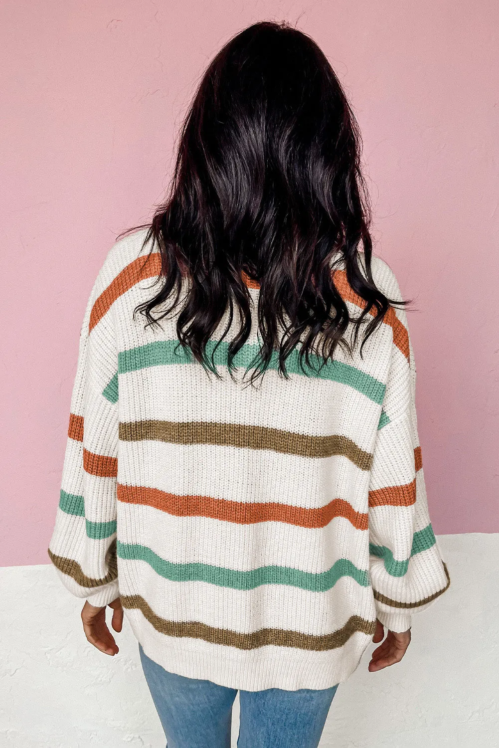 🖤 Stripe Pocket Drop Shoulder Cable Knit Cardigan: The Chill Slayer You Need