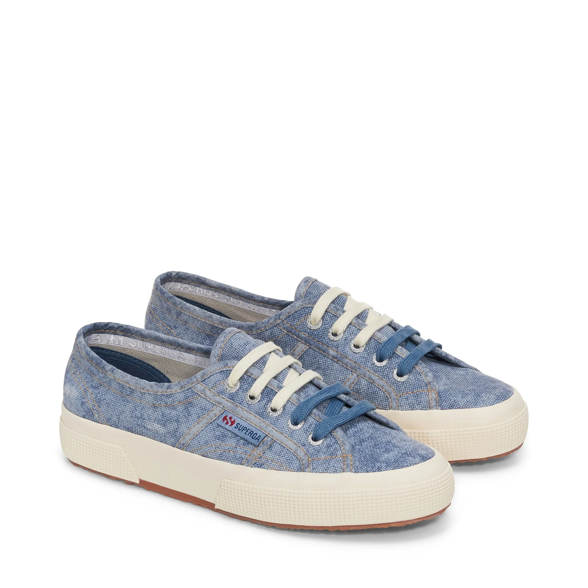 2750 Cotton Denim Destroyed Sneakers - Blue Dusty Beige Gardenia