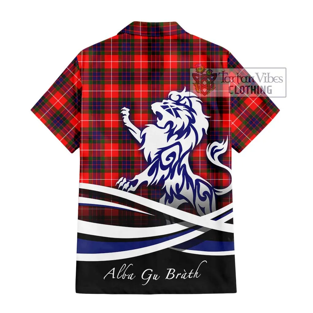 Abernethy Tartan Short Sleeve Button Shirt with Alba Gu Brath Regal Lion Emblem