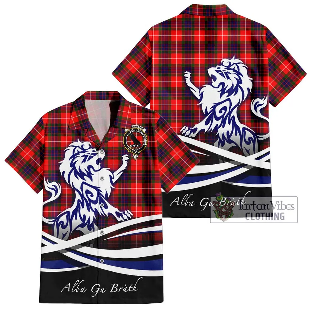 Abernethy Tartan Short Sleeve Button Shirt with Alba Gu Brath Regal Lion Emblem