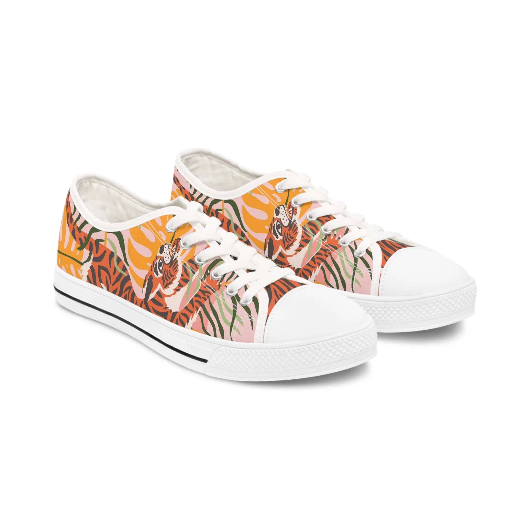 Abstract Tiger Women's Low Top Sneakers