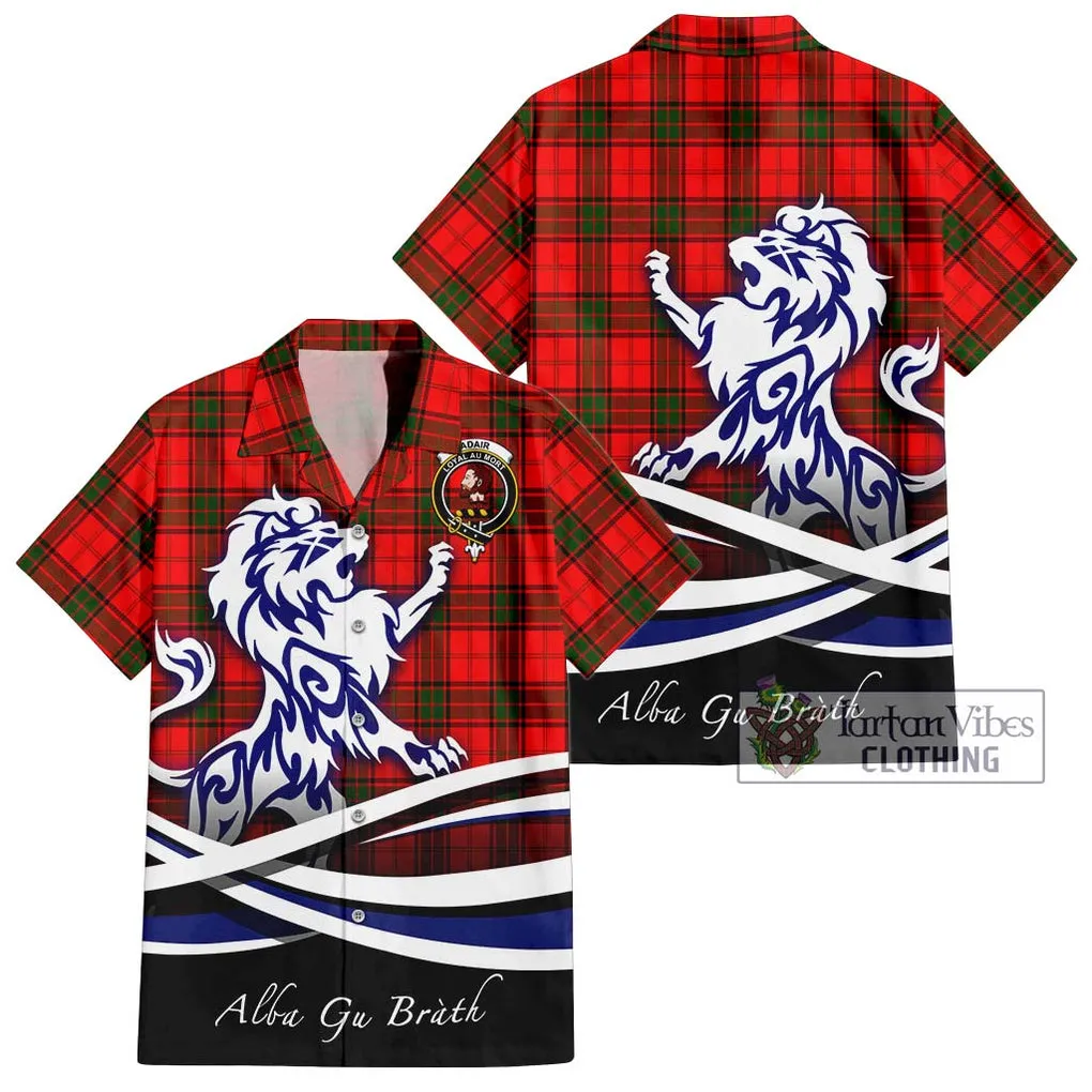 Adair Tartan Short Sleeve Button Shirt with Alba Gu Brath Regal Lion Emblem