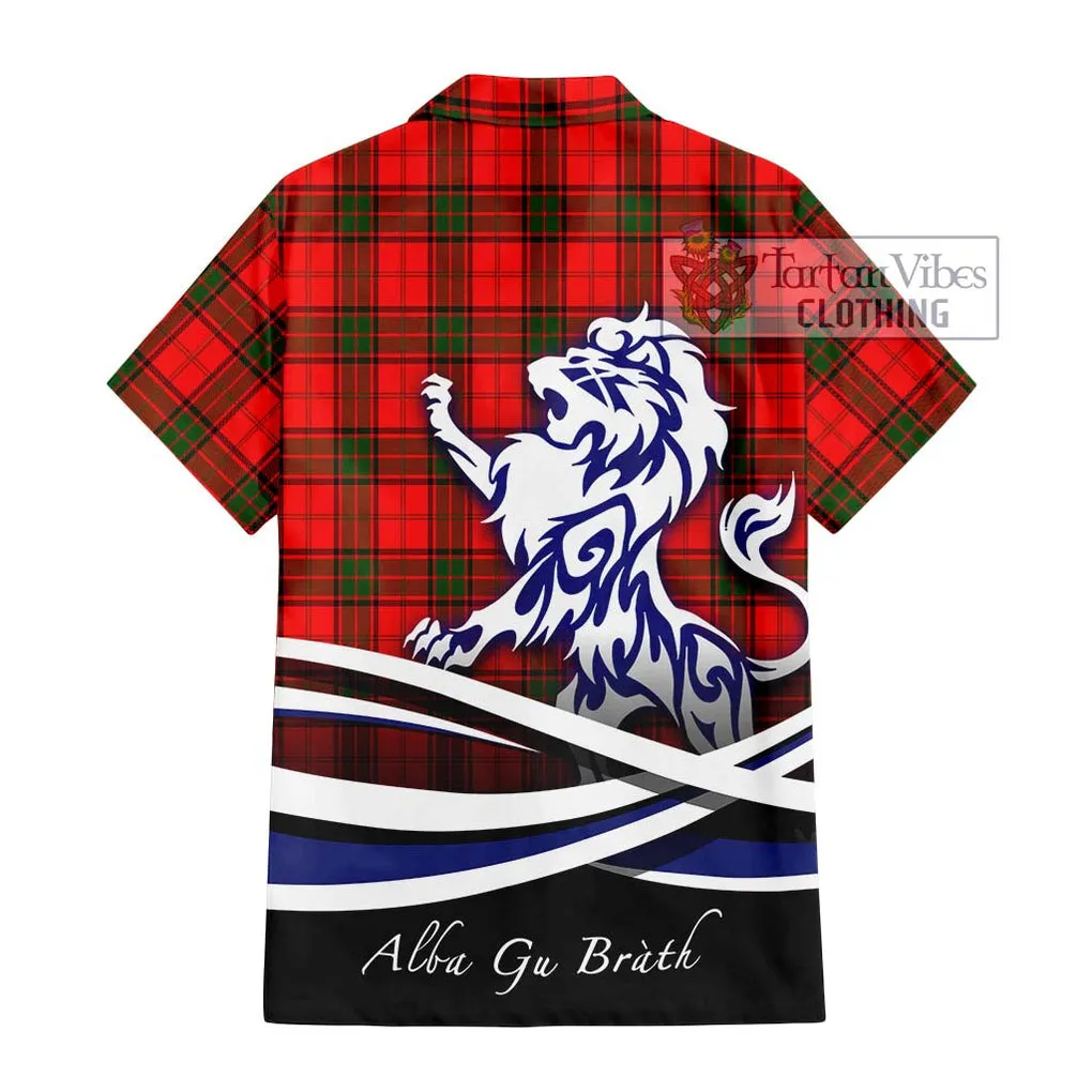 Adair Tartan Short Sleeve Button Shirt with Alba Gu Brath Regal Lion Emblem