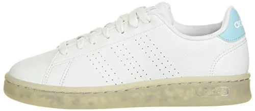 adidas Women's Advantage Eco Sneaker, White/White/Hazy Sky, 8