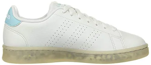 adidas Women's Advantage Eco Sneaker, White/White/Hazy Sky, 8