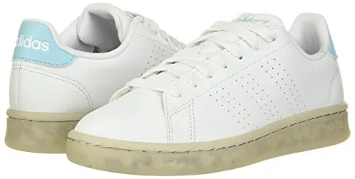 adidas Women's Advantage Eco Sneaker, White/White/Hazy Sky, 8