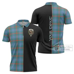 Agnew Ancient Tartan Zipper Polo Shirt with Family Crest and Half Of Me Style