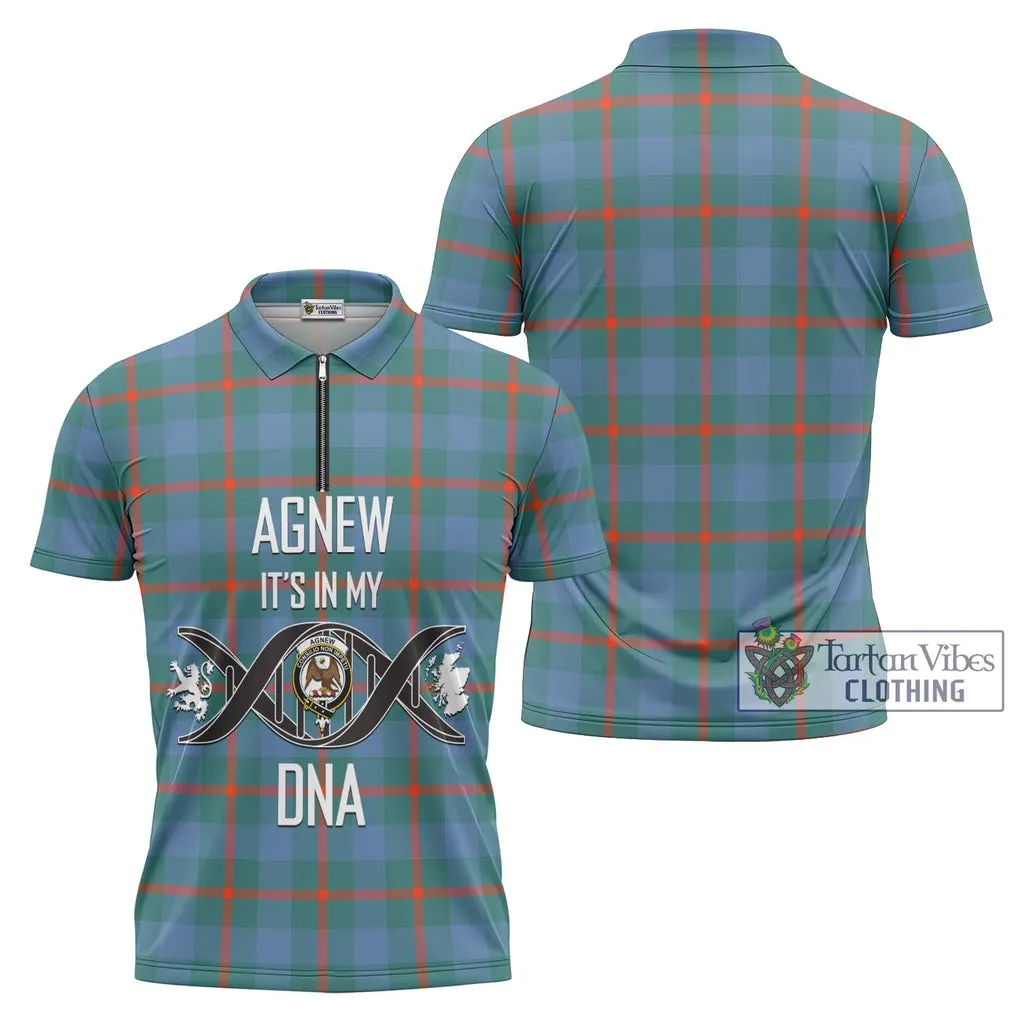 Agnew Ancient Tartan Zipper Polo Shirt with Family Crest DNA In Me Style