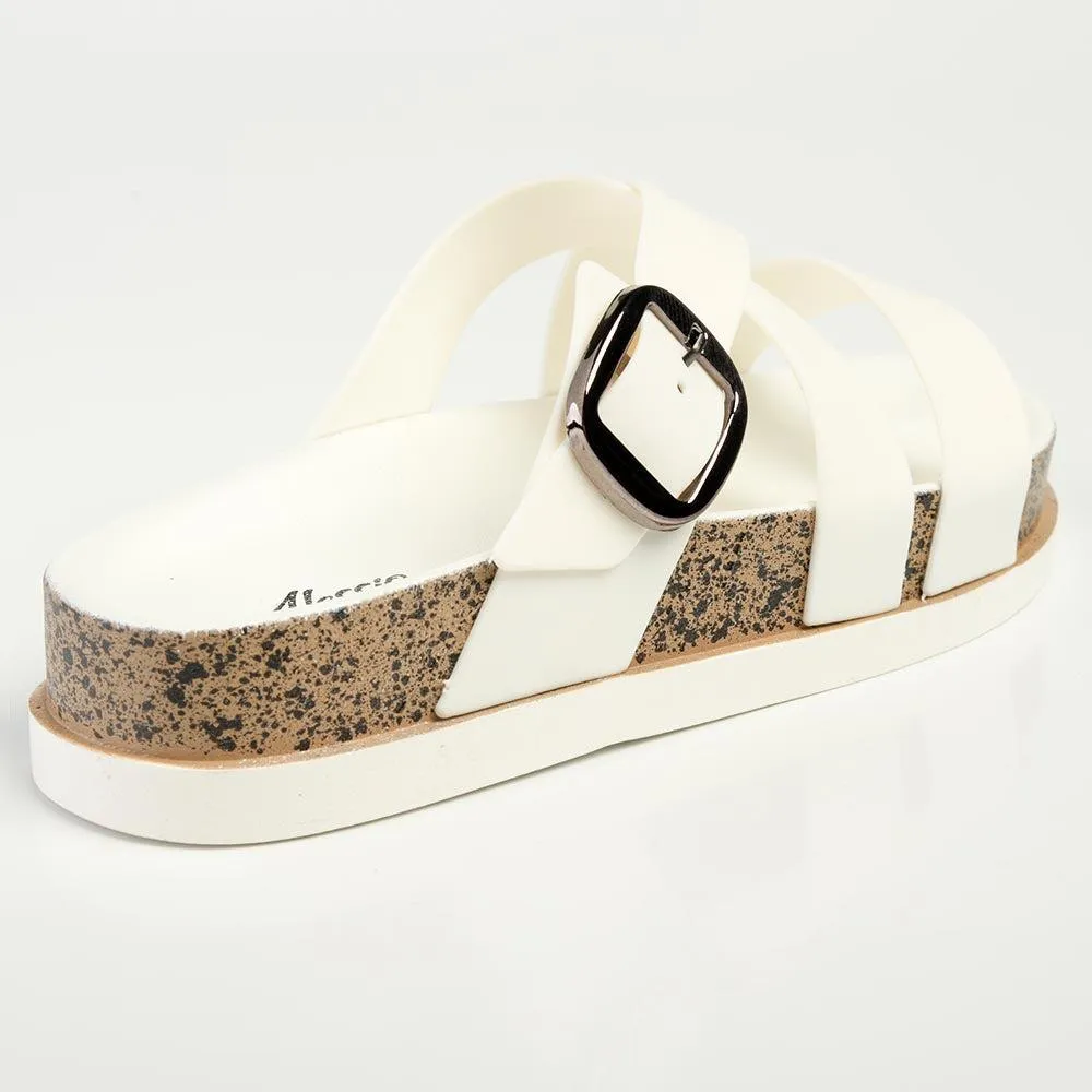 Alessio Cross Strap Sandal - White