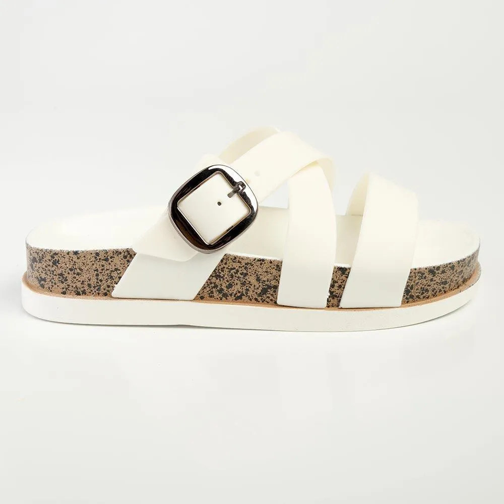 Alessio Cross Strap Sandal - White