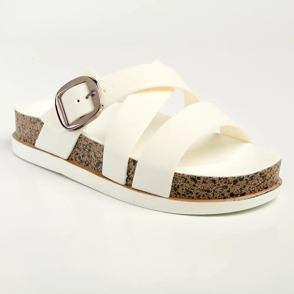 Alessio Cross Strap Sandal - White