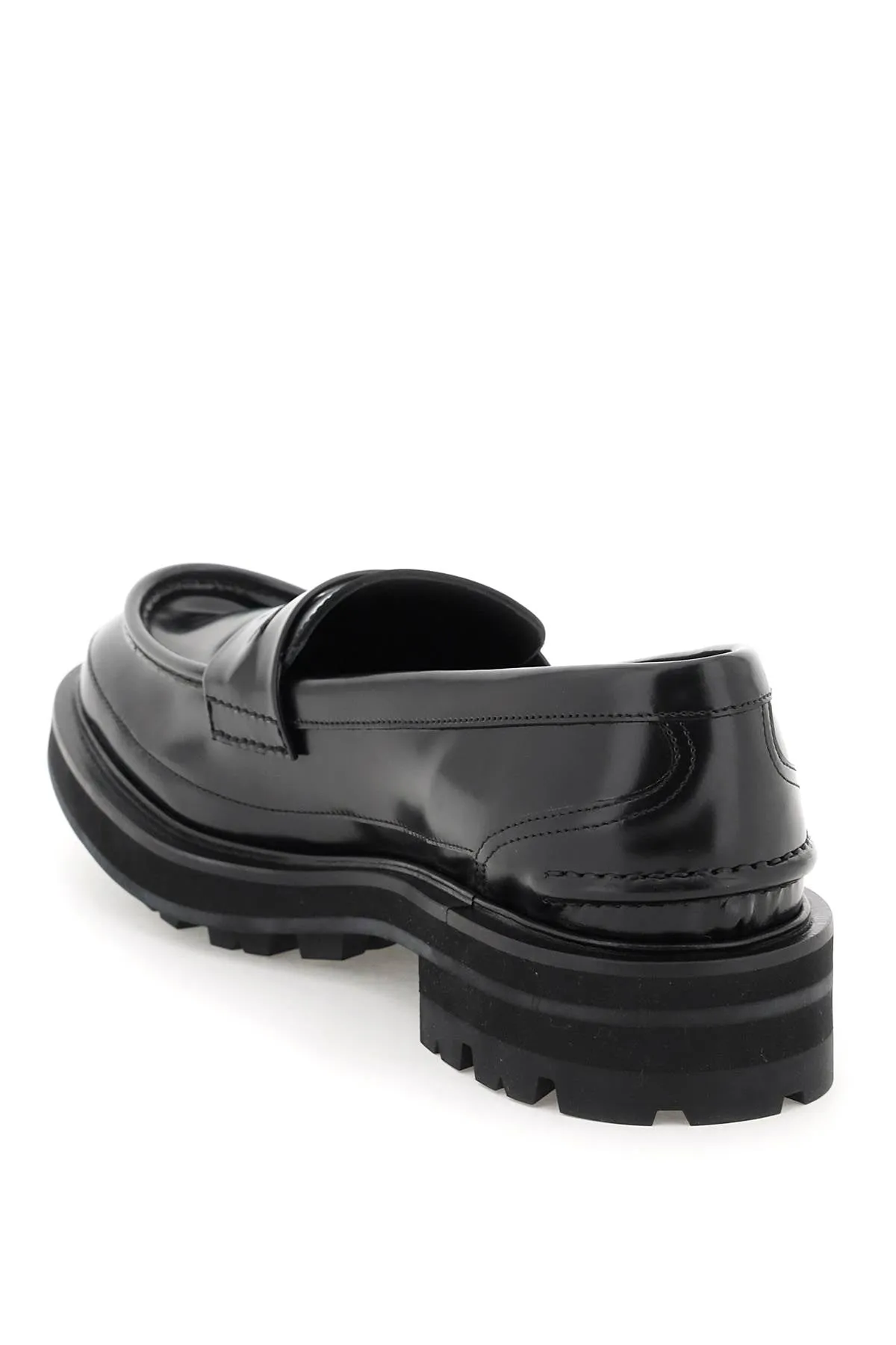 Alexander mcqueen brushed leather penny loafers