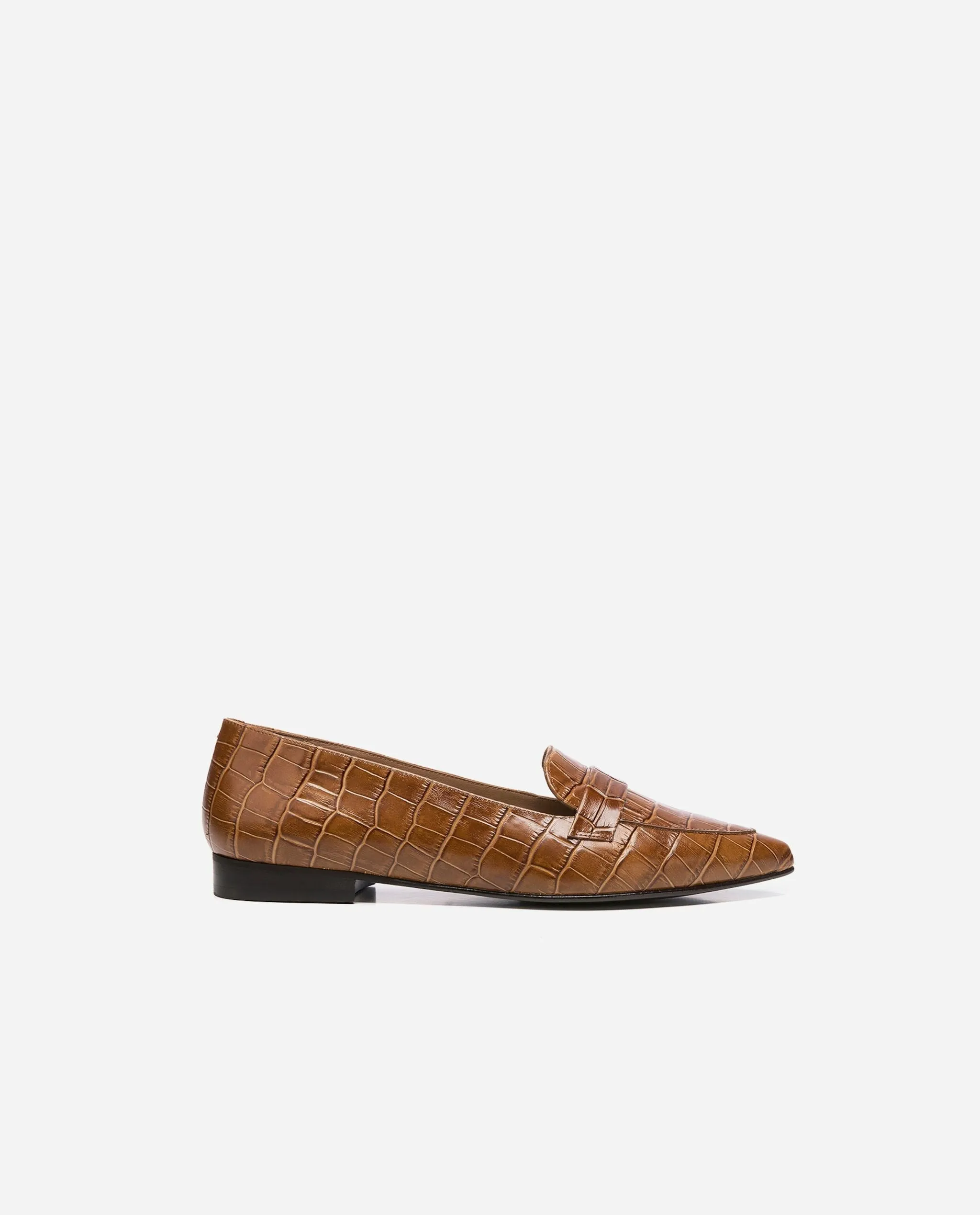 Alexandra Croco Cognac Flats