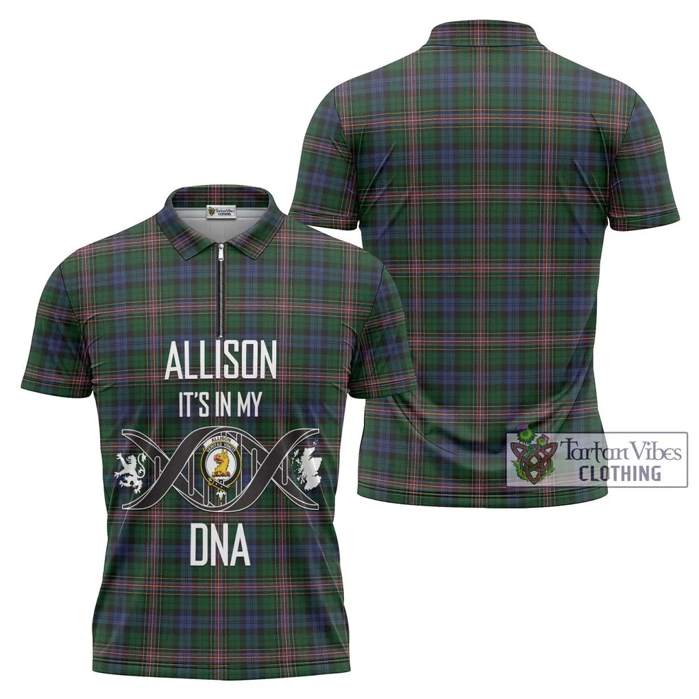 Allison Tartan Zipper Polo Shirt with Family Crest DNA In Me Style