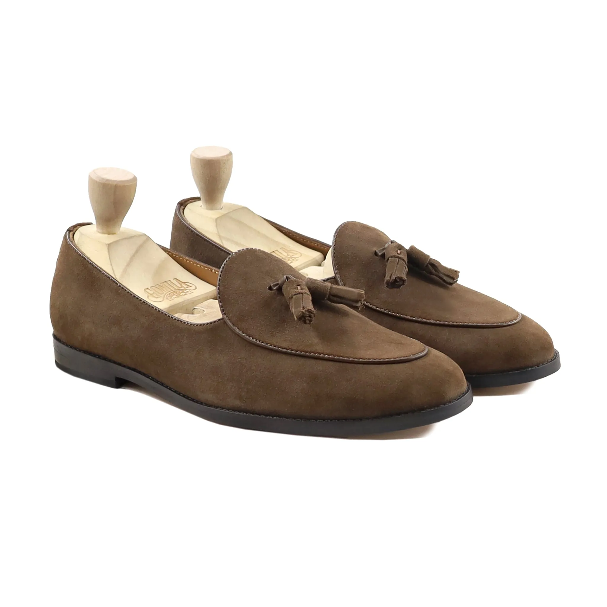 Alondra - Men's Dark Brown Kid Suede Loafer