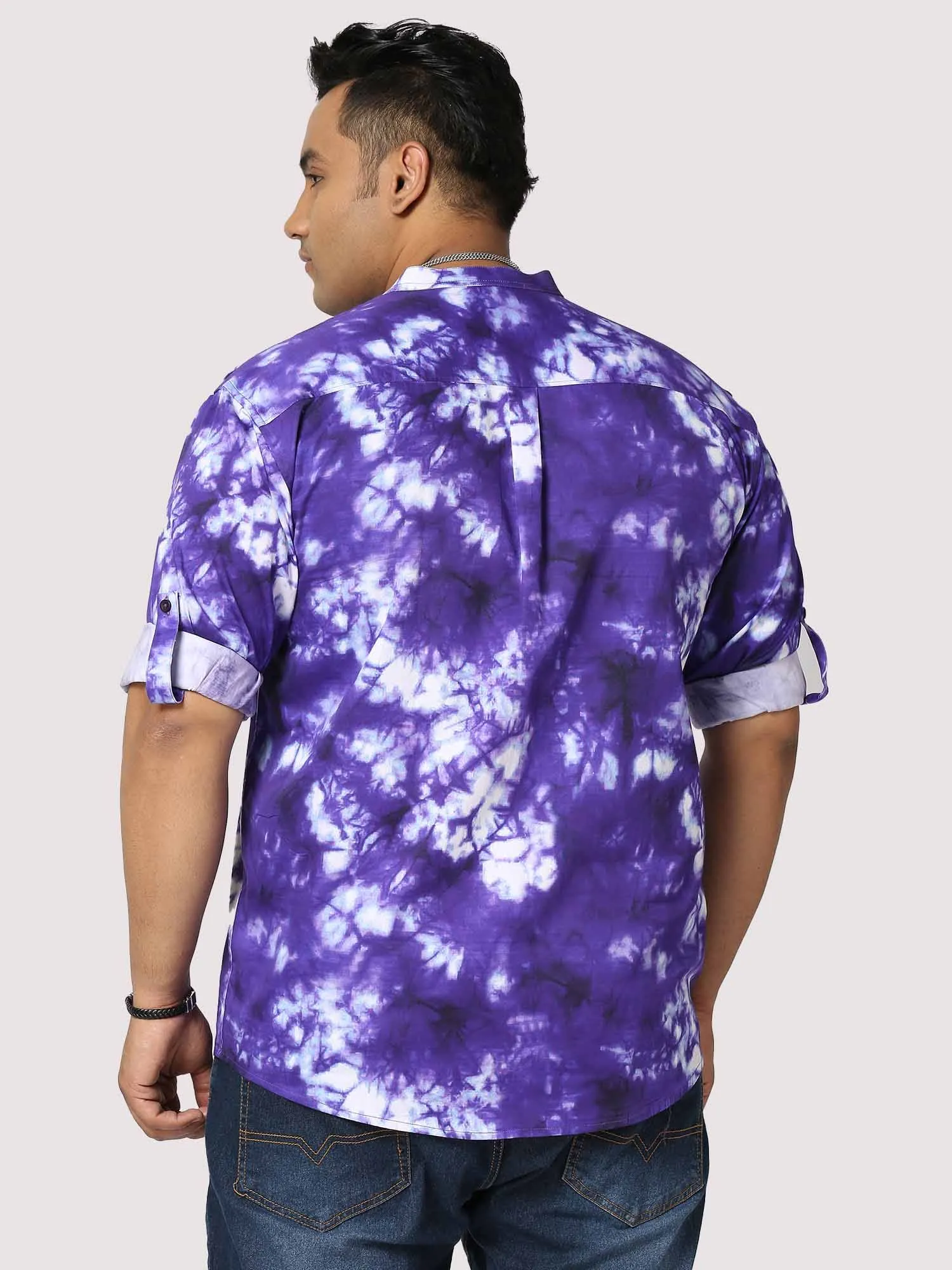 Amethyst Digital Printed Chinese Collar Men's Plus Size Full Shirt