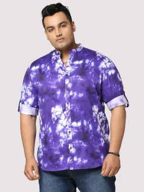 Amethyst Digital Printed Chinese Collar Men's Plus Size Full Shirt