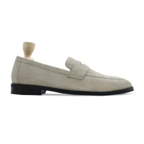 anaslu - Men's Steel Grey Kid Suede Loafer