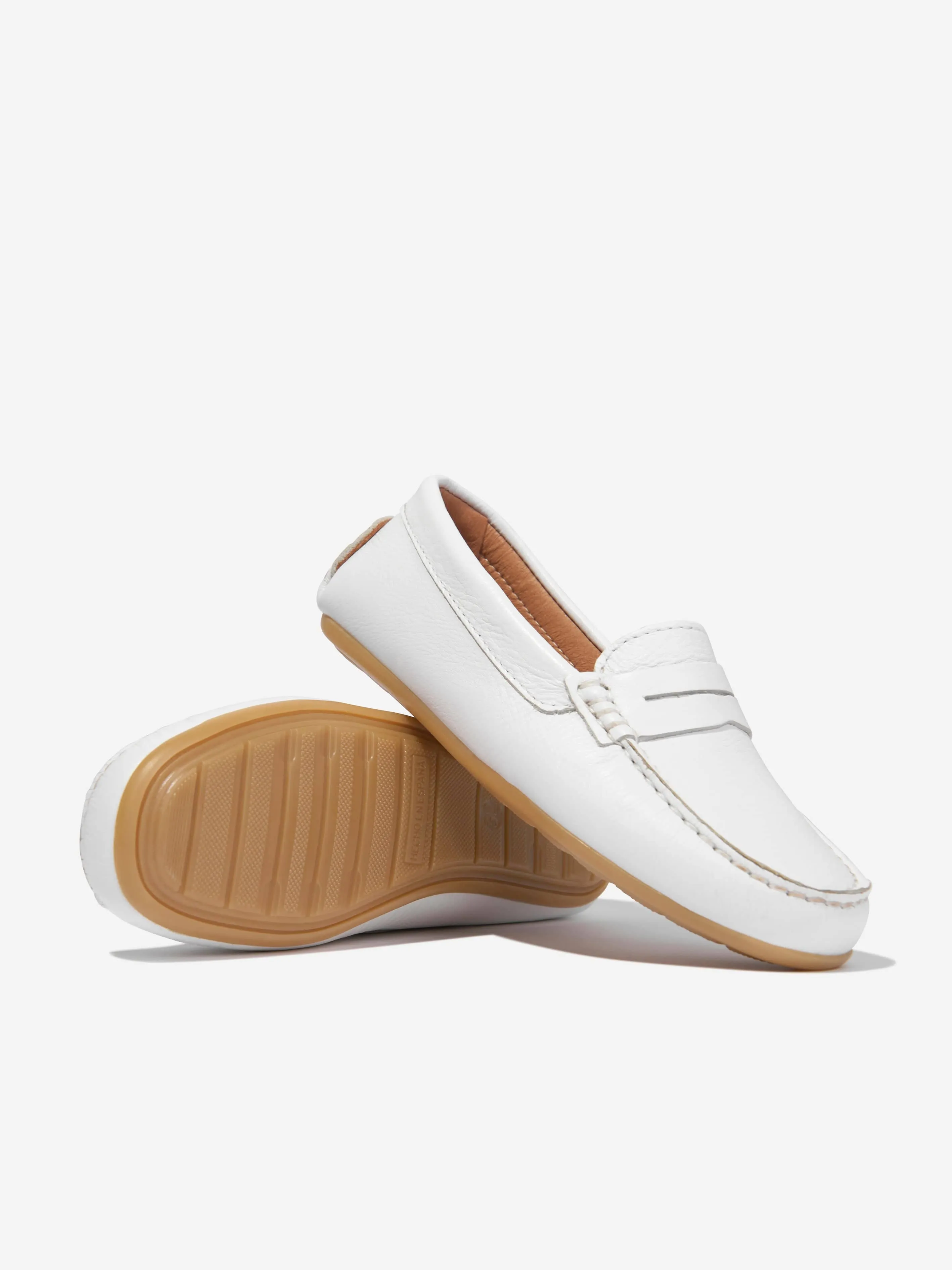 Andanines Boys Leather Loafers in White