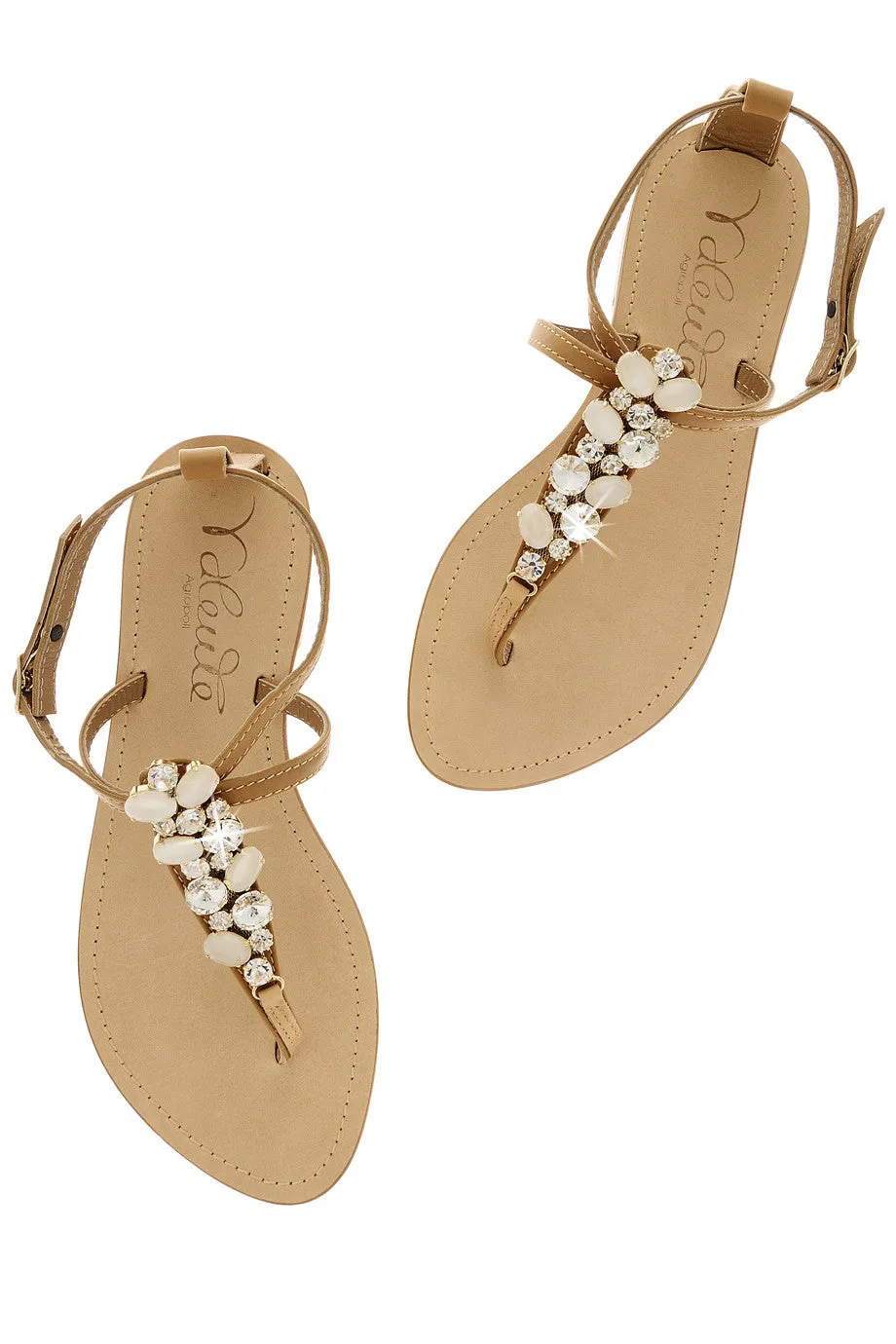 ANGELO VALENTE ZORA Beige Crystal Sandals