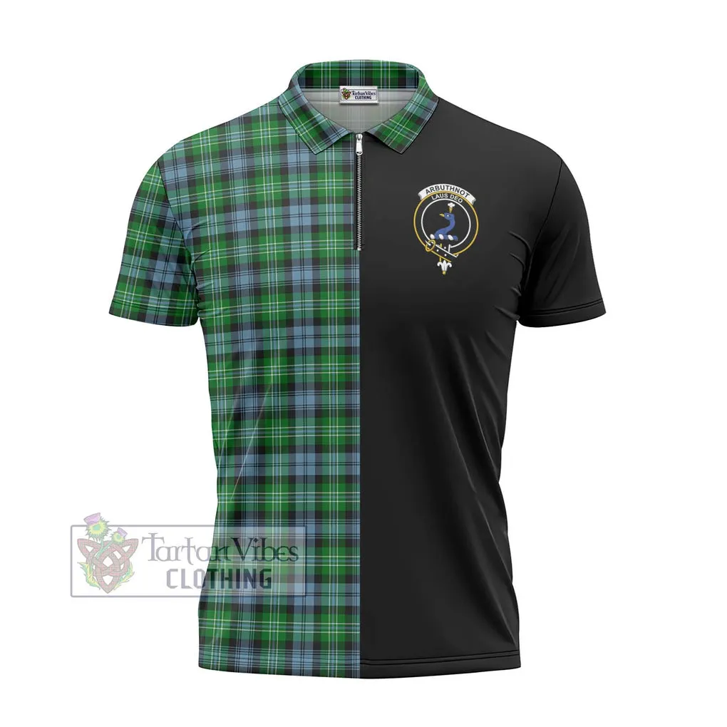 Arbuthnot Ancient Tartan Zipper Polo Shirt with Family Crest and Half Of Me Style