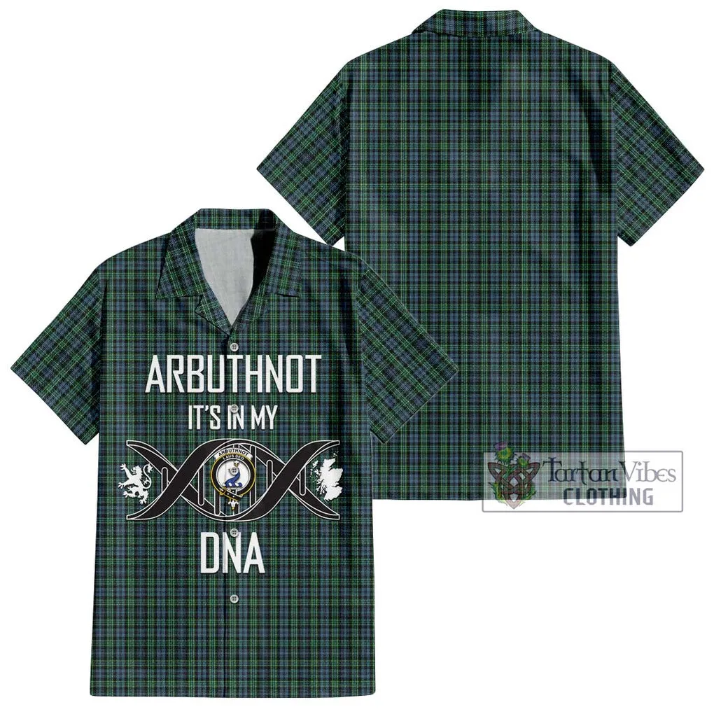 Arbuthnot Tartan Short Sleeve Button Shirt with Family Crest DNA In Me Style