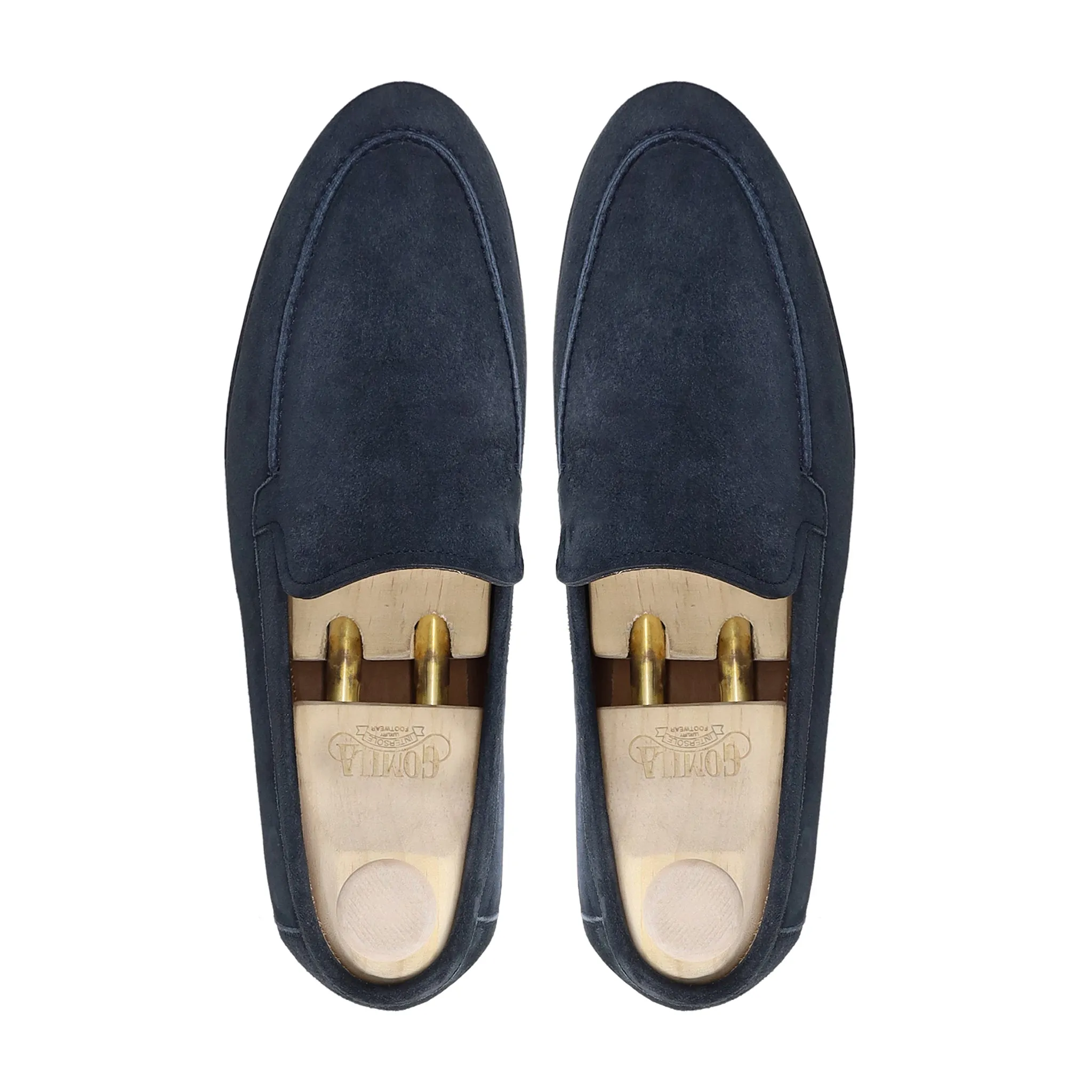 Ashli - Men's Navy Blue Kid Suede Loafer