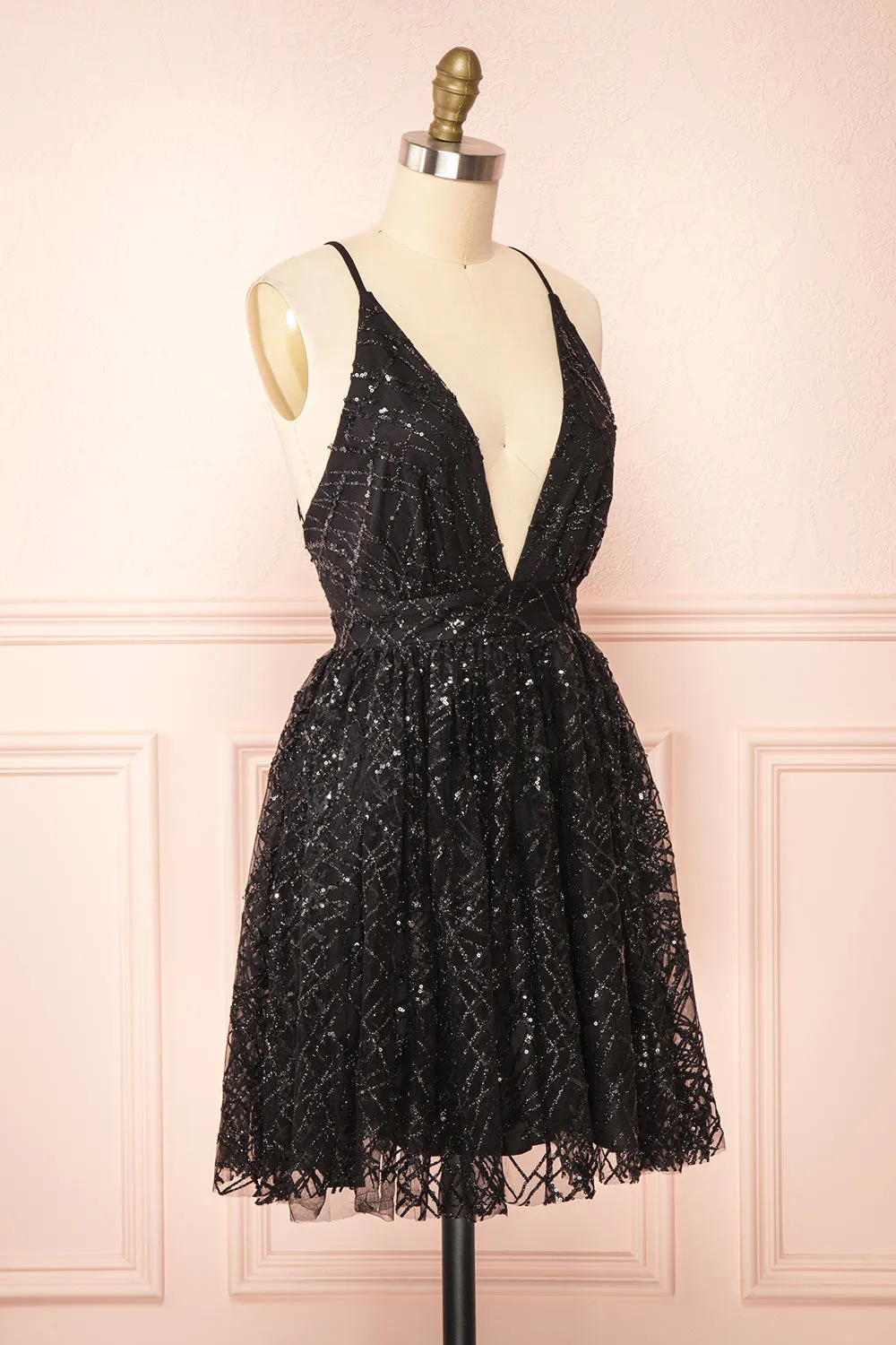 Astral Black | Short A-Line Sequin Dress