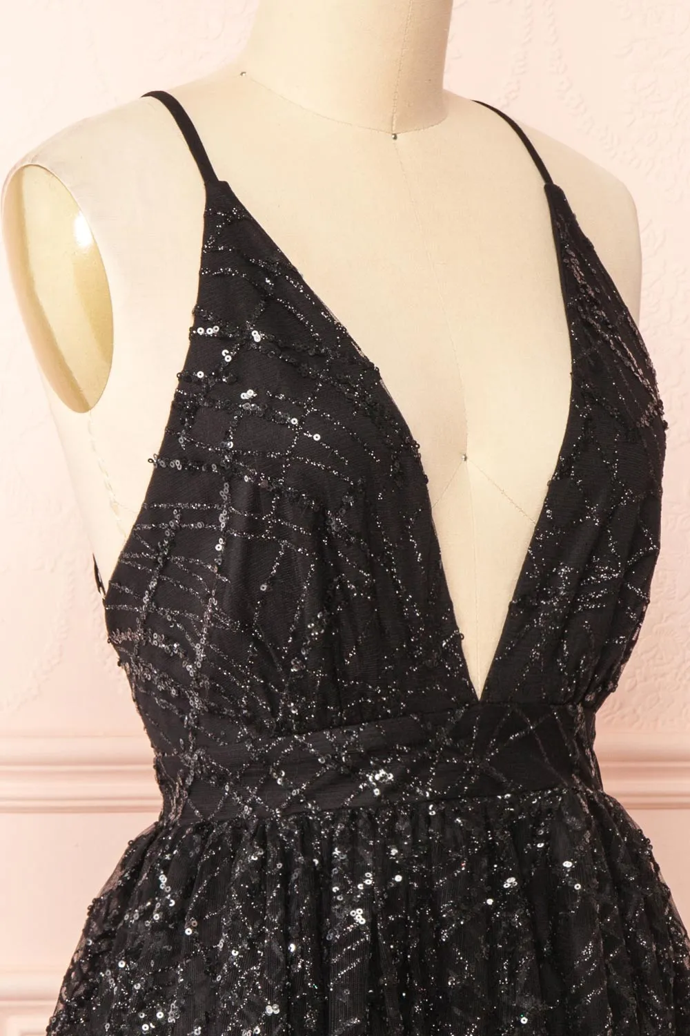 Astral Black | Short A-Line Sequin Dress