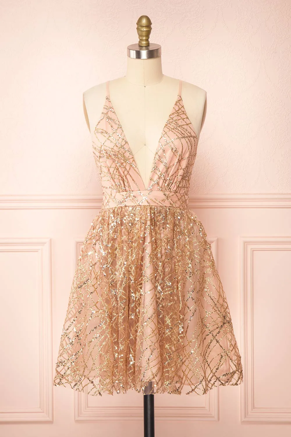 Astral Rose Gold | Short A-Line Sequin Dress