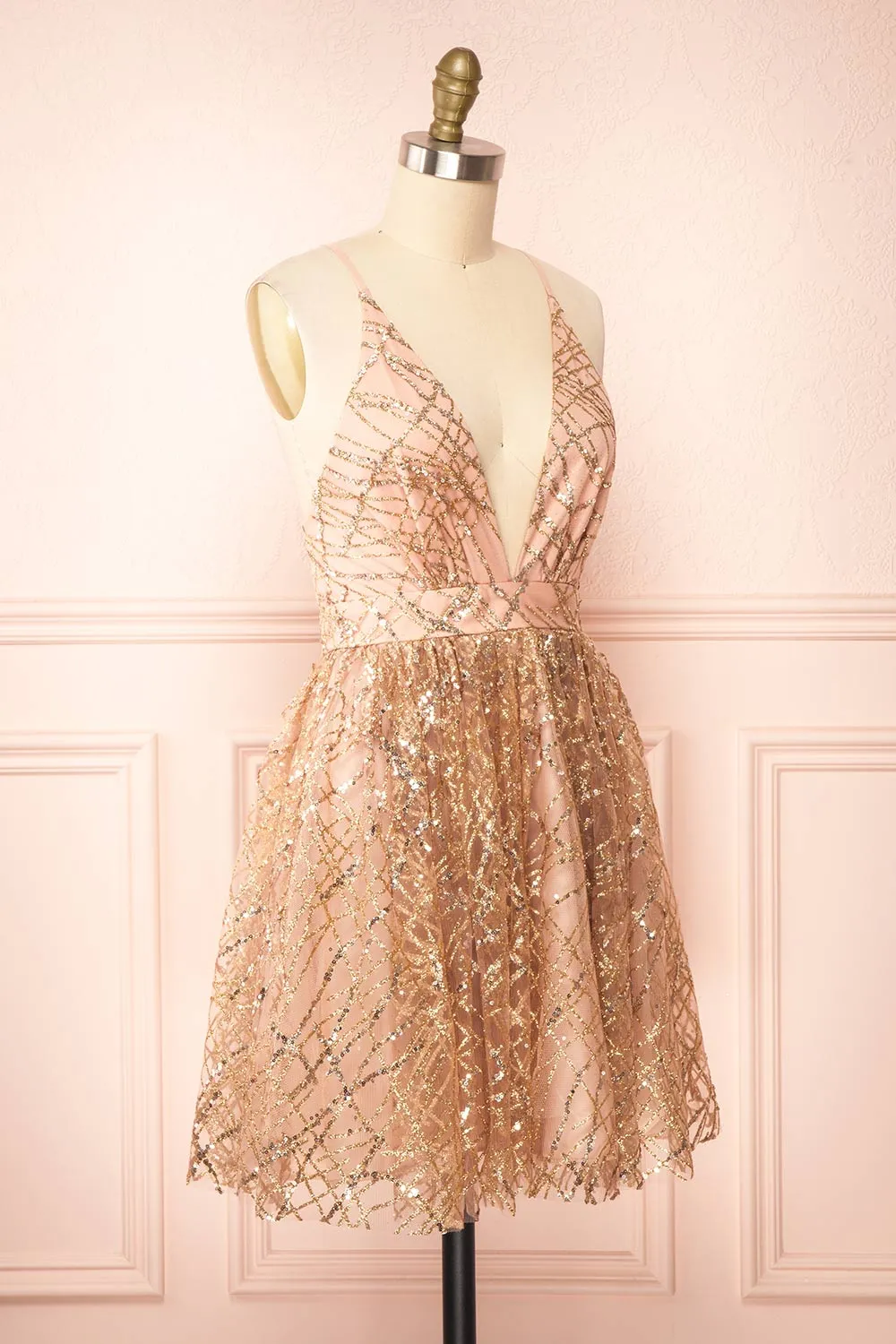 Astral Rose Gold | Short A-Line Sequin Dress