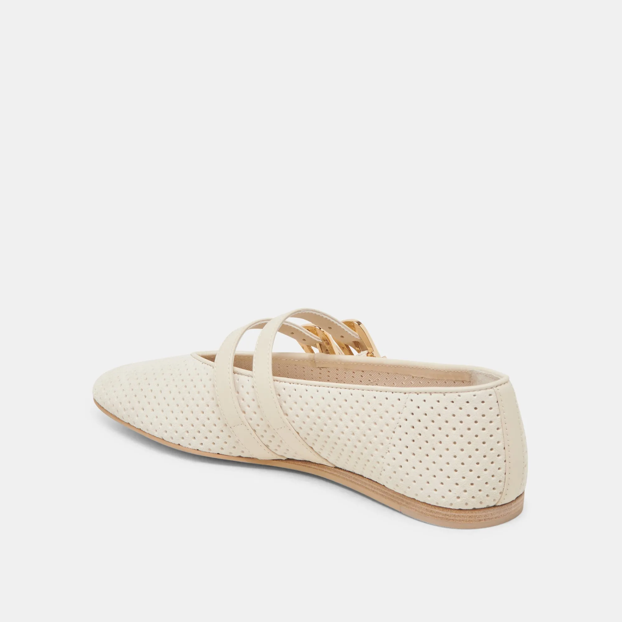 BAYLEE BALLET FLATS BONE PERFORATED SUEDE