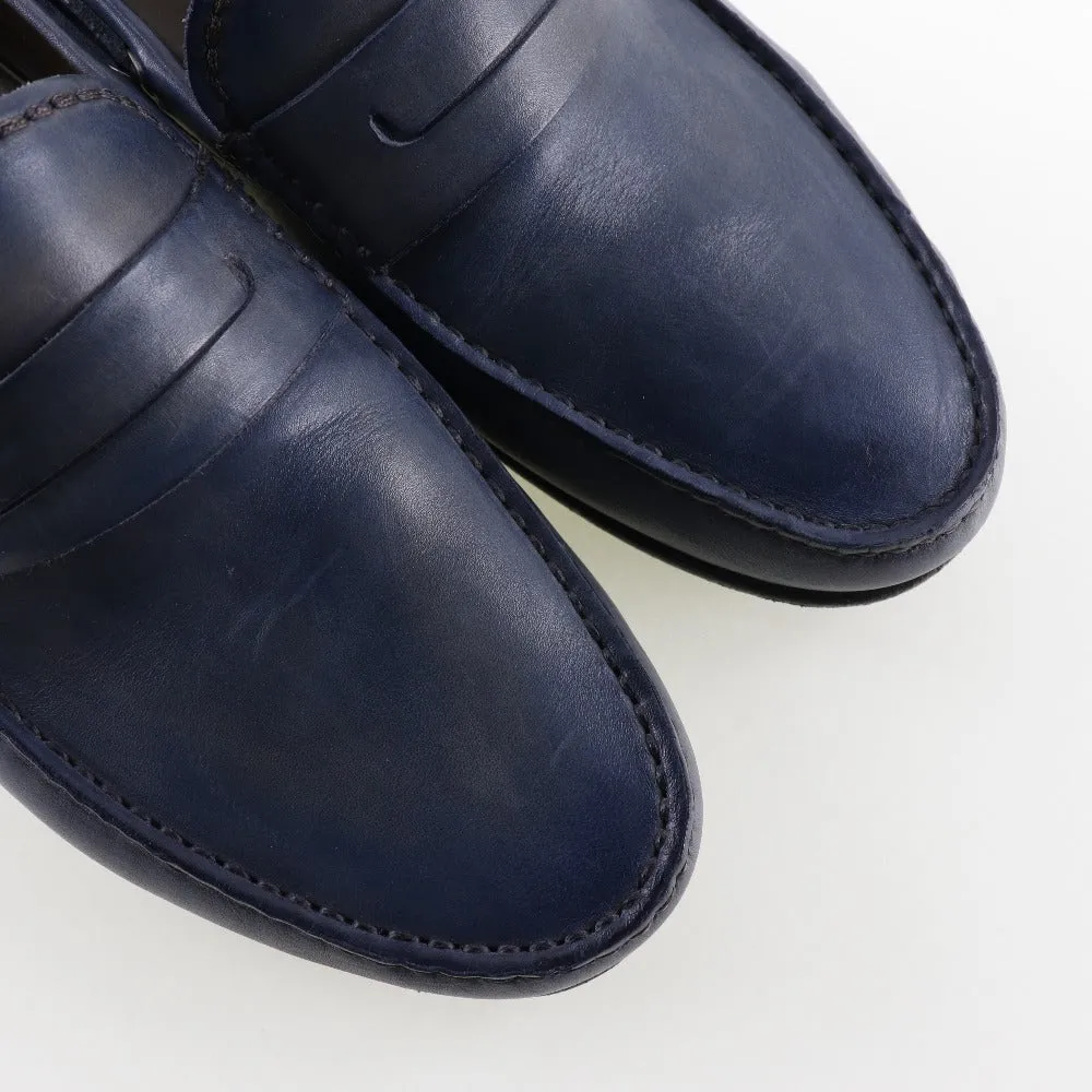 Berluti Leather Loafers Driving Shoes Blue Men