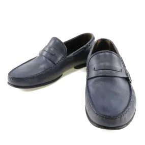 Berluti Leather Loafers Driving Shoes Blue Men