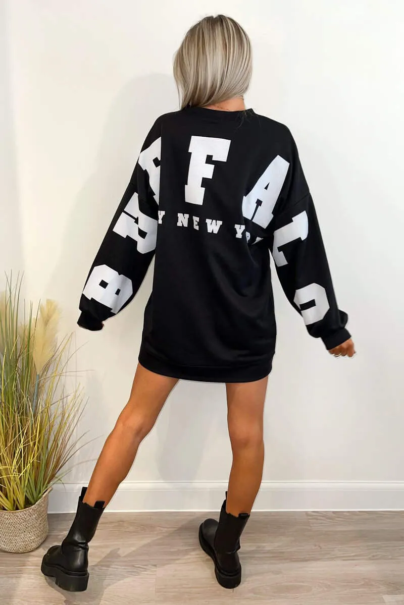 Black Buffalo Slogan Oversized Sweatshirt