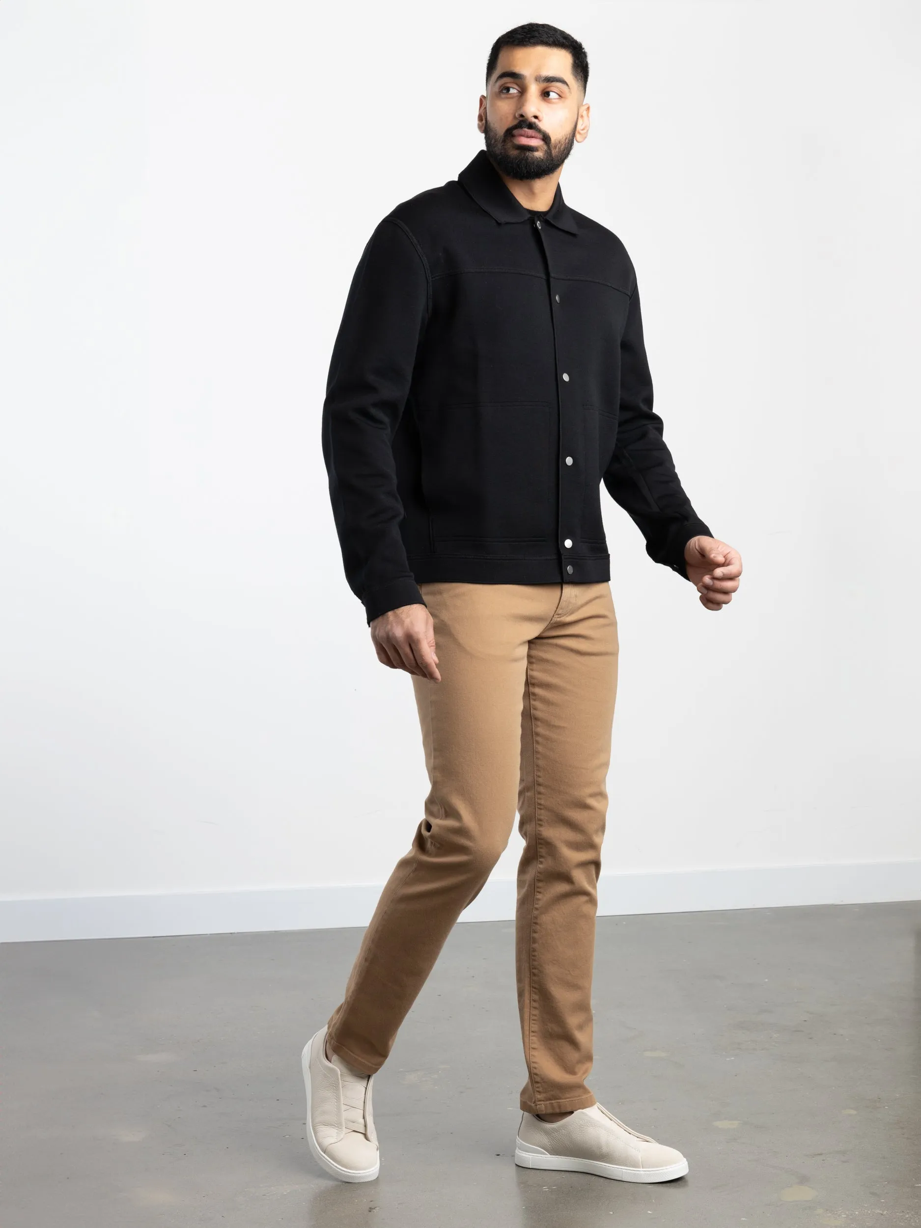 Black High Performance™ Wool Blend Overshirt