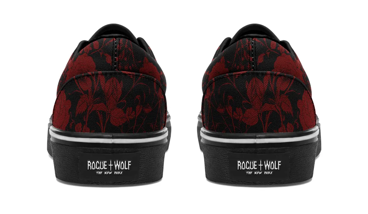 Blood Rose Romance Street Sneakers - Premium Vegan Canvas Sneakers with Durable Waffle Soles