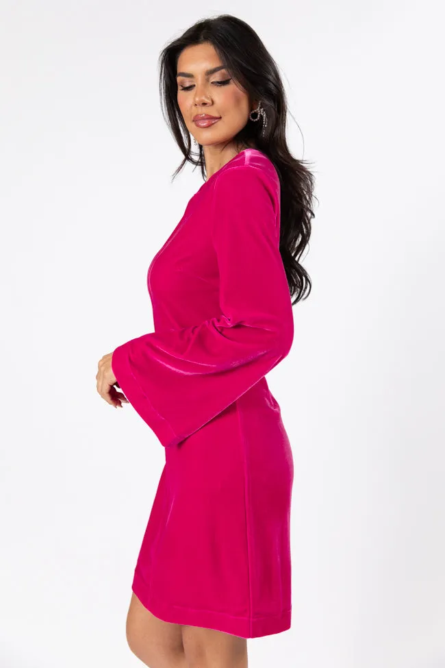 Bold As Love Pink Crushed Velvet Back Detail Mini Dress FINAL SALE