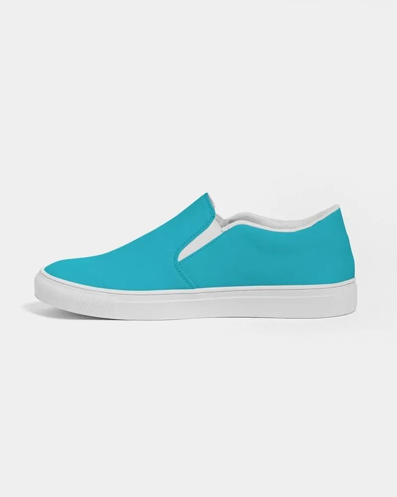 Bright Warm Cyan Slip-On Canvas Sneakers | Women's | Bright Pure Warm Cyan | C100M0Y25K0