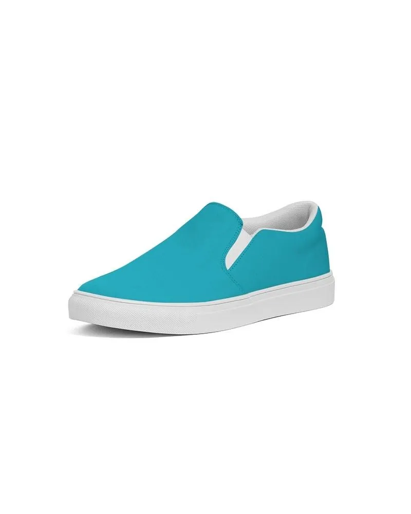 Bright Warm Cyan Slip-On Canvas Sneakers | Women's | Bright Pure Warm Cyan | C100M0Y25K0