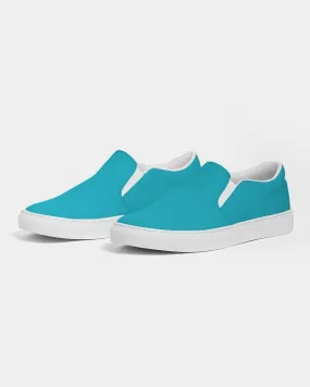 Bright Warm Cyan Slip-On Canvas Sneakers | Women's | Bright Pure Warm Cyan | C100M0Y25K0