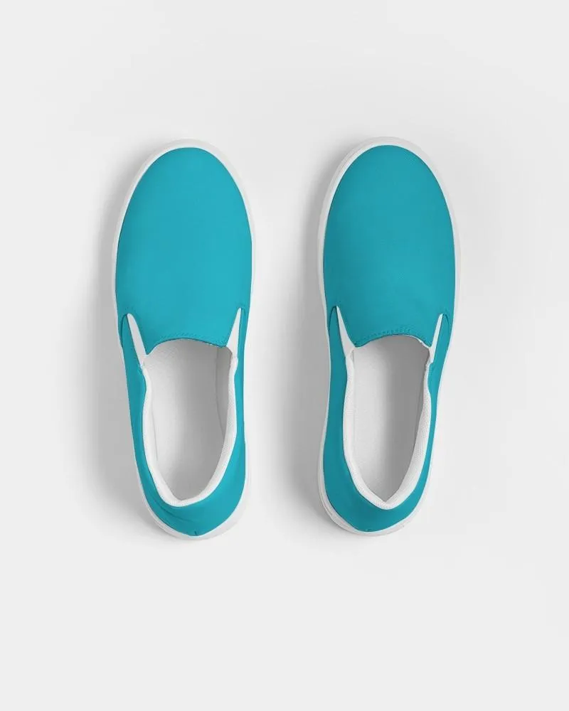 Bright Warm Cyan Slip-On Canvas Sneakers | Women's | Bright Pure Warm Cyan | C100M0Y25K0