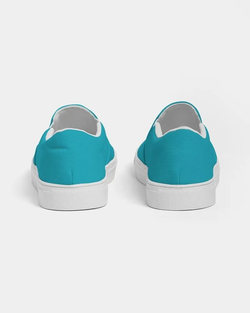 Bright Warm Cyan Slip-On Canvas Sneakers | Women's | Bright Pure Warm Cyan | C100M0Y25K0