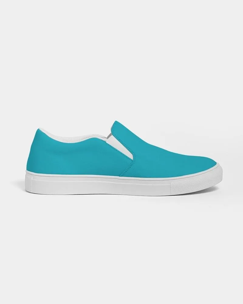 Bright Warm Cyan Slip-On Canvas Sneakers | Women's | Bright Pure Warm Cyan | C100M0Y25K0