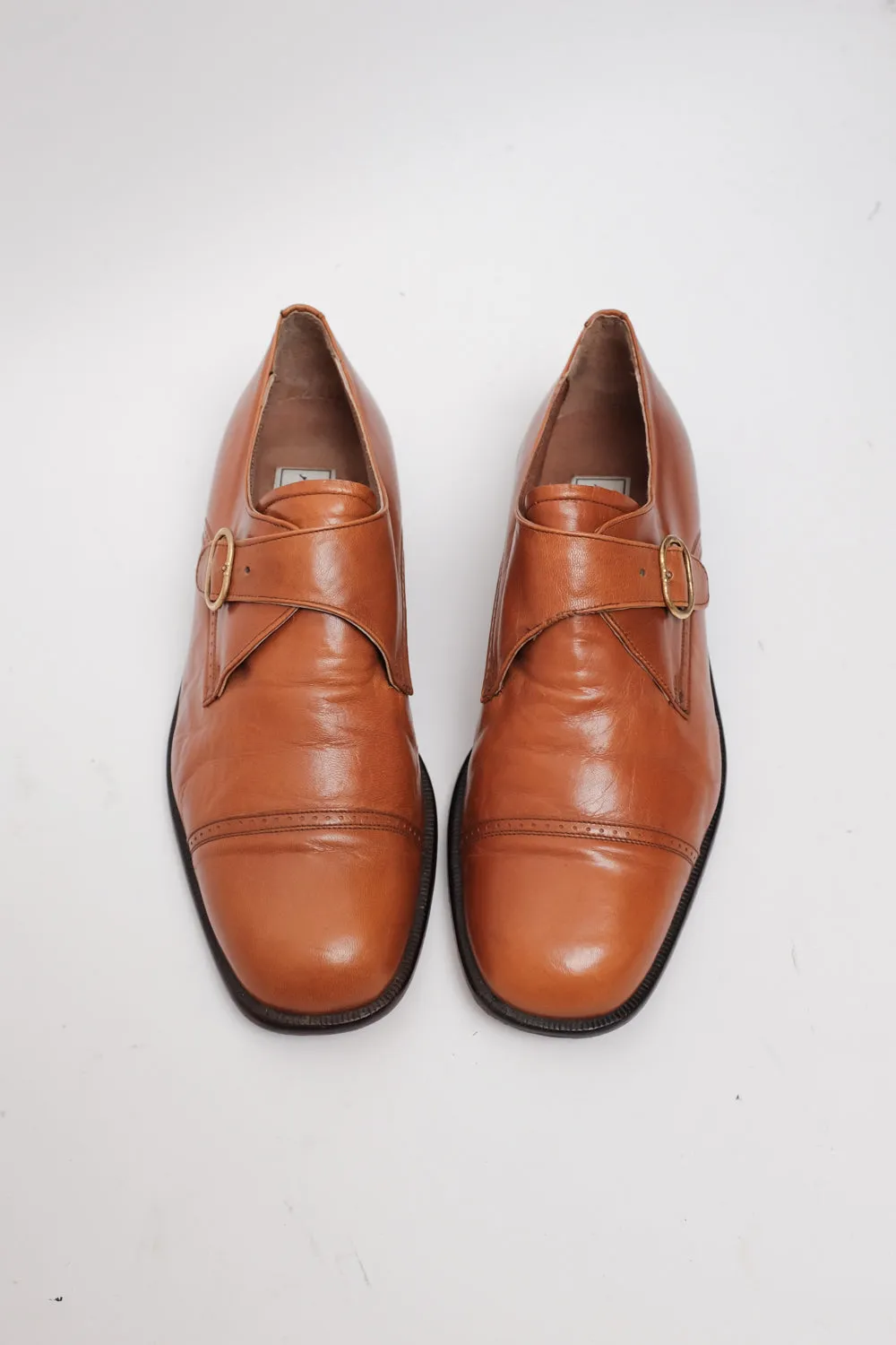 BROWN LEATHER BROGUES WITH BUCKLE 41