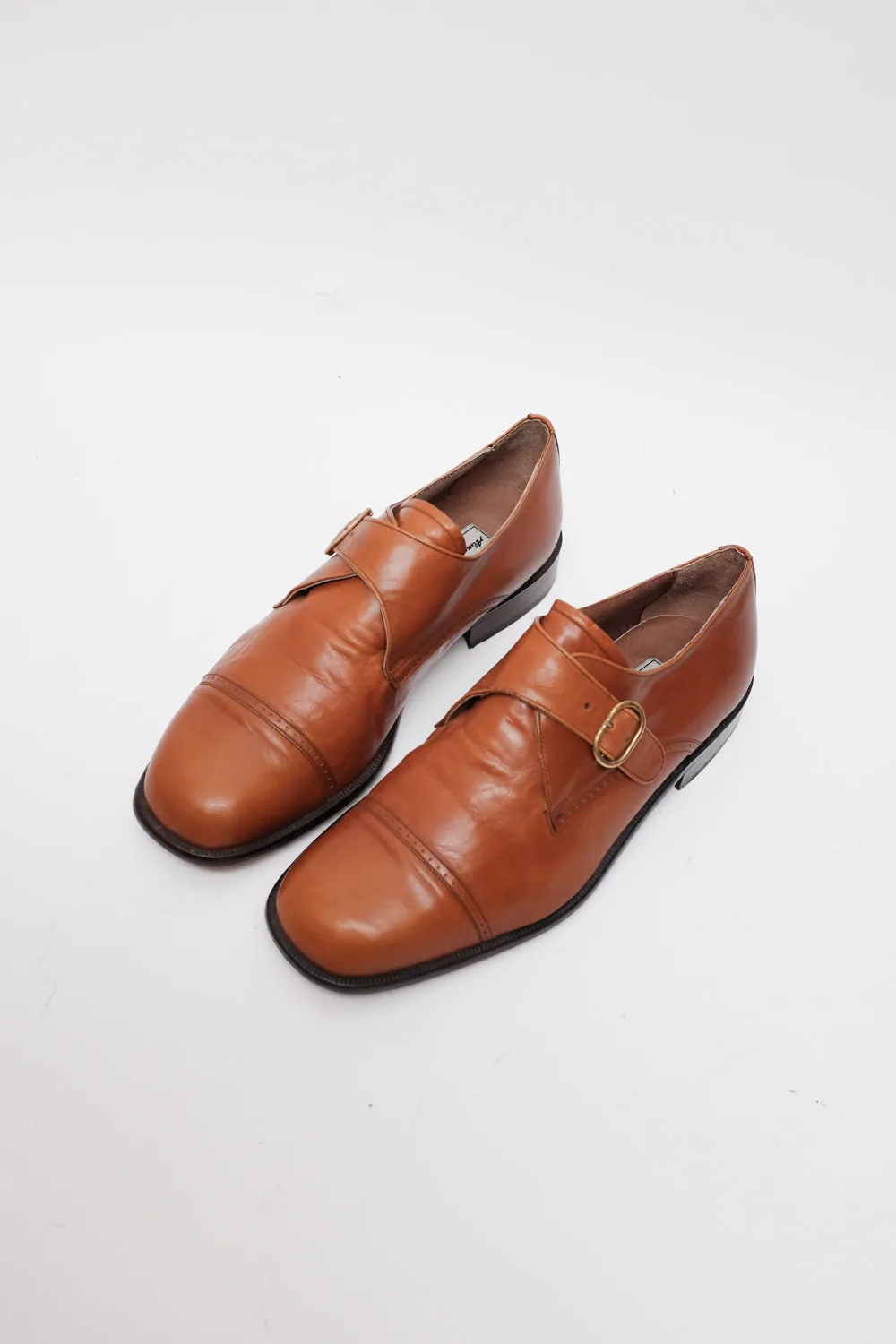 BROWN LEATHER BROGUES WITH BUCKLE 41