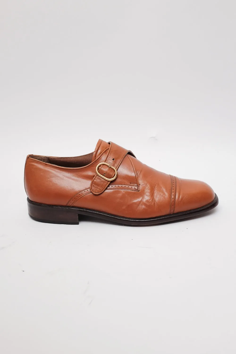 BROWN LEATHER BROGUES WITH BUCKLE 41