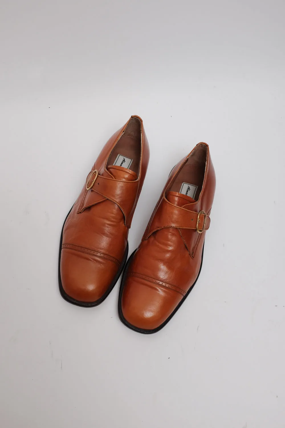 BROWN LEATHER BROGUES WITH BUCKLE 41