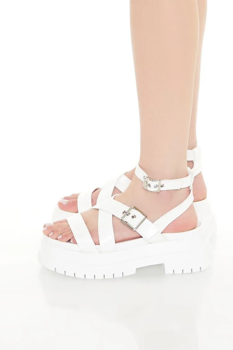 Buckled Strappy Lug-Sole Sandals