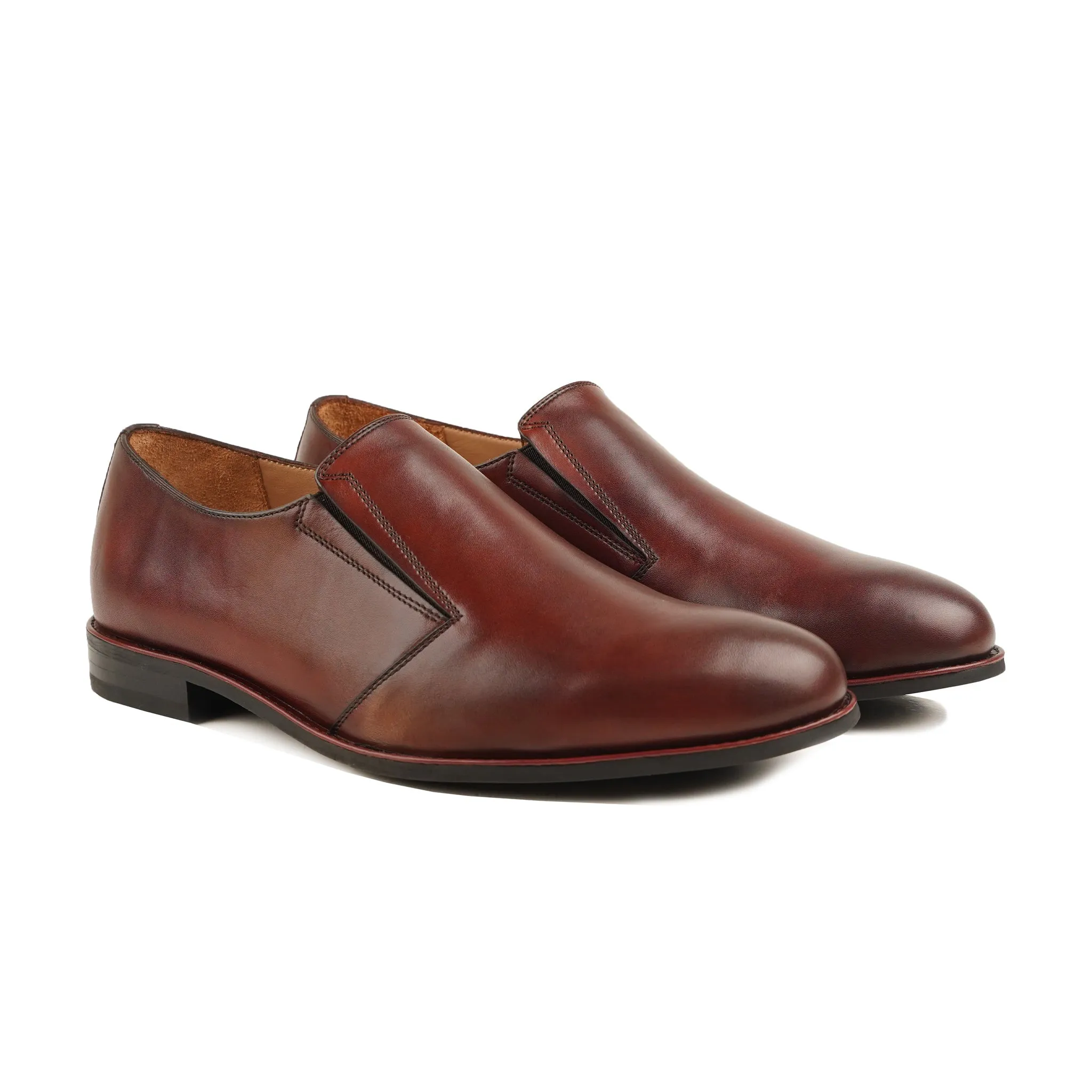 Buraq - Men's Reddish Brown Calf Leather Loafer